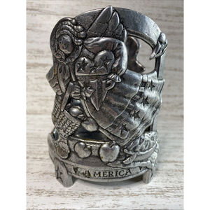 Vintage Americana Pewter Angel Candle Holder Taper Candlestick Silver Decor 5.5"